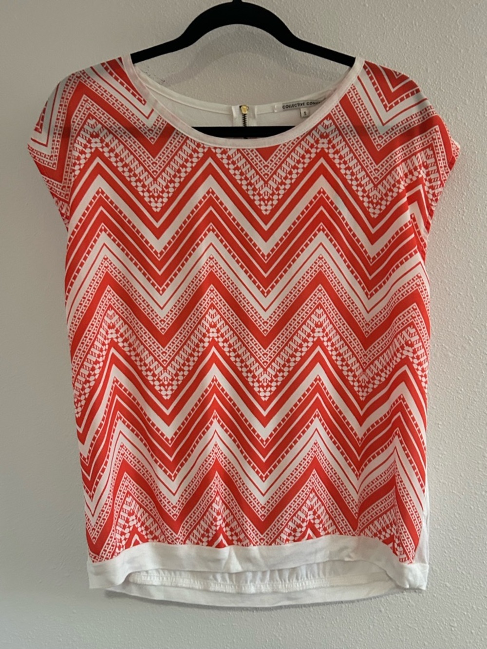Collective Concepts Orange and White Chevron Short Sleeve Tee